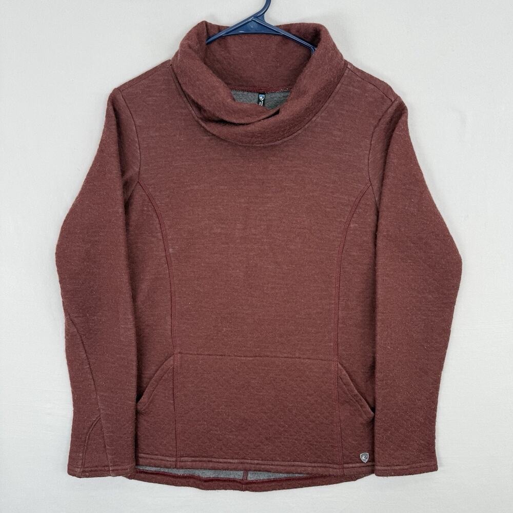 Kuhl Athena Merino Wool Sweater Women’s M Copper Quilt Cowlneck Granola Gorpcore